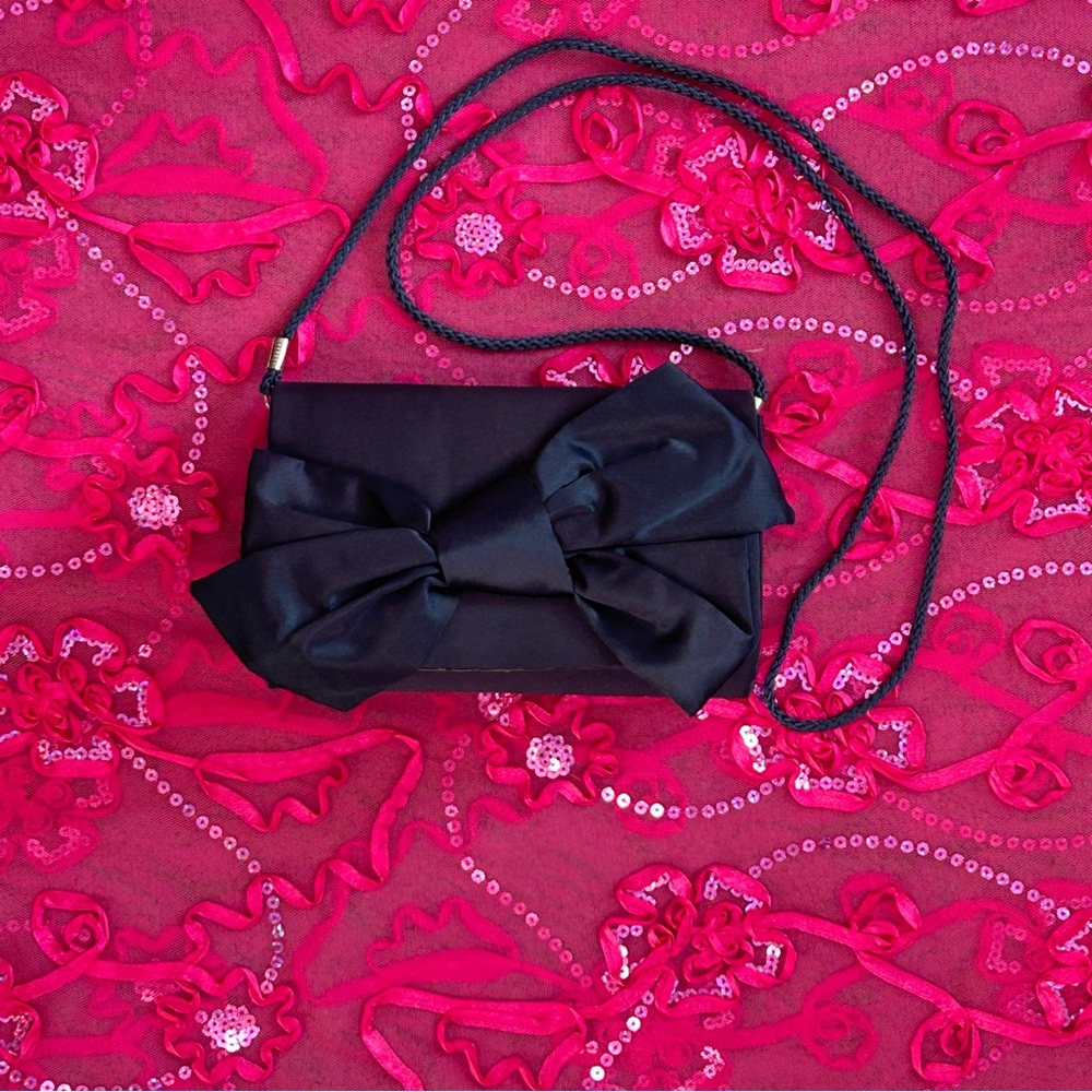 navy blue bow mini bag